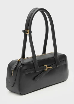 MANGO Torebki|Akcesoria Skórzane*Torebka bowling ze skóry z klamrą