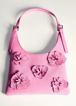 MANGO Torebki*Torebka skórzana na ramię z aplikacjami kwiatów