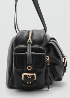 MANGO Torebki|Akcesoria Skórzane*Torebka skórzana z kieszeniami