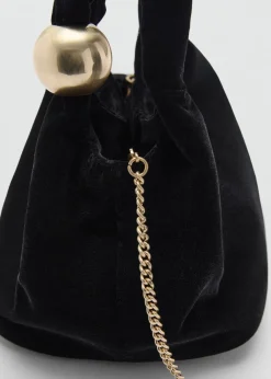 MANGO Torebki*Torebka z aksamitu z ozdobną kulą