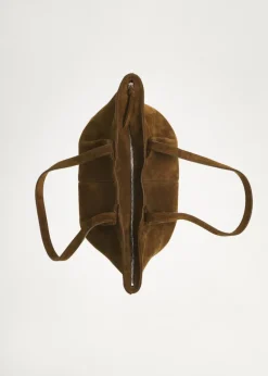 MANGO Torebki|Akcesoria Skórzane*Torebka z dwoiny z dwoma uchwytami