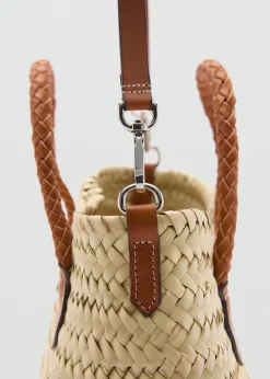 MANGO Torebki*Torebka z naturalnego włókna ze skórzanymi uchwytami