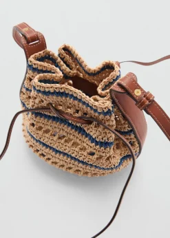 MANGO Torebki*Torebka z naturalnego włókna z kontrastowym paskiem