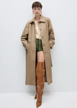 MANGO Płaszcze*Trencz z bawełny z koszulowym kołnierzykiem