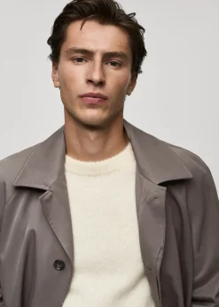 MANGO Płaszcze|Trencze*Trencz z paskiem ze szmerglowanego materiału