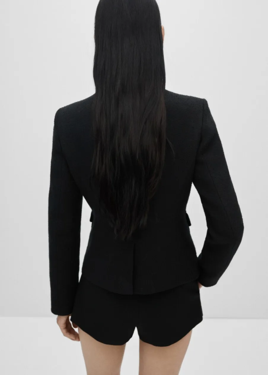 MANGO Kurtki*Tweedowy żakiet z kieszeniami