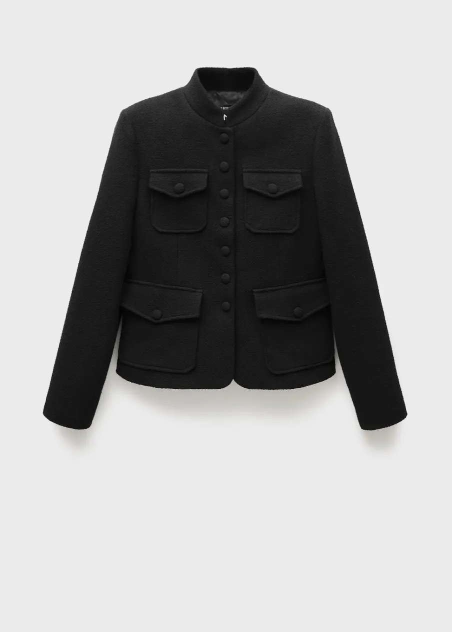 MANGO Kurtki*Tweedowy żakiet z kieszeniami