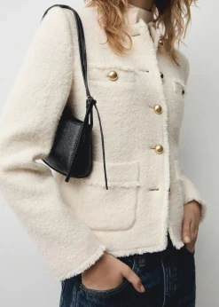 MANGO Kurtki*Tweedowy żakiet z kieszeniami