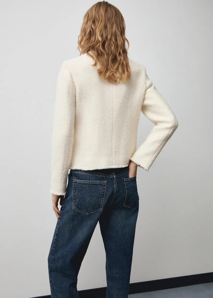 MANGO Kurtki*Tweedowy żakiet z kieszeniami