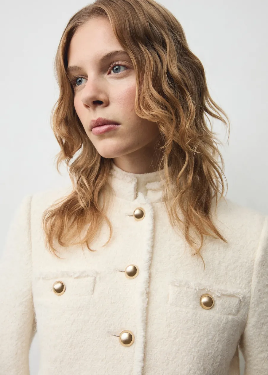 MANGO Kurtki*Tweedowy żakiet z kieszeniami