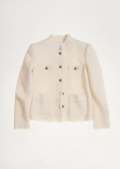 MANGO Kurtki*Tweedowy żakiet z kieszeniami