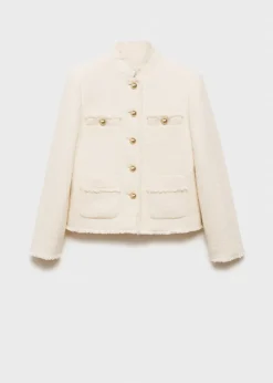 MANGO Kurtki*Tweedowy żakiet z kieszeniami