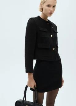 MANGO Kurtki*Tweedowy żakiet z kieszeniami