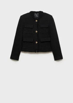 MANGO Kurtki*Tweedowy żakiet z kieszeniami