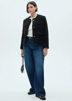 MANGO Kurtki*Tweedowy żakiet z kieszeniami