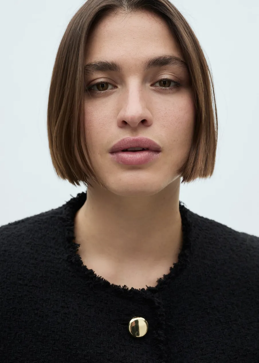 MANGO Kurtki*Tweedowy żakiet z kieszeniami