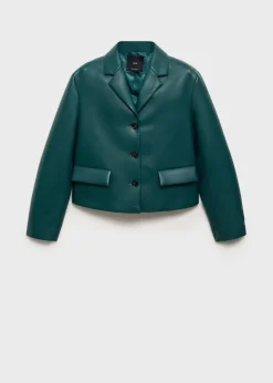 MANGO Kurtki|Marynarki*Watowana marynarka z imitacji skóry