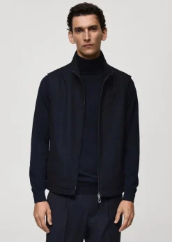 MANGO Kurtki I Koszule Wierzchnie*Wełniana kamizelka z kieszeniami