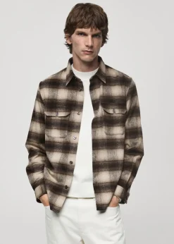 MANGO Kurtki I Koszule Wierzchnie|Koszule*Wełniana koszula wierzchnia w kratę