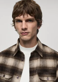 MANGO Kurtki I Koszule Wierzchnie|Koszule*Wełniana koszula wierzchnia w kratę