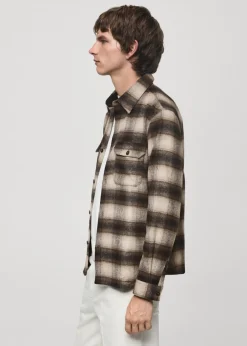 MANGO Kurtki I Koszule Wierzchnie|Koszule*Wełniana koszula wierzchnia w kratę