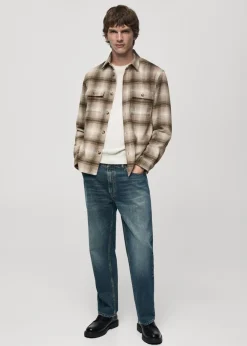 MANGO Kurtki I Koszule Wierzchnie|Koszule*Wełniana koszula wierzchnia w kratę