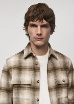 MANGO Kurtki I Koszule Wierzchnie|Koszule*Wełniana koszula wierzchnia w kratę