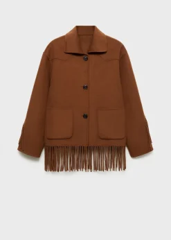MANGO Kurtki*Wełniana kurtka z frędzlami