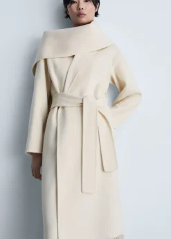 MANGO Płaszcze*Wełniany płaszcz z frędzlami