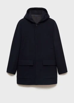 MANGO Płaszcze*Wełniany płaszcz z kapturem
