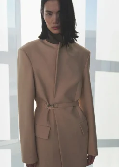 MANGO Płaszcze*Wełniany płaszcz z paskiem