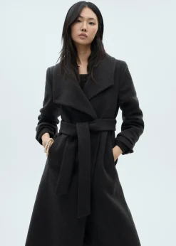 MANGO Płaszcze*Wełniany płaszcz z paskiem