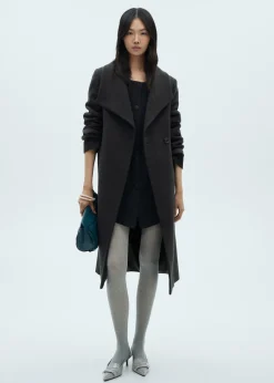 MANGO Płaszcze*Wełniany płaszcz z paskiem