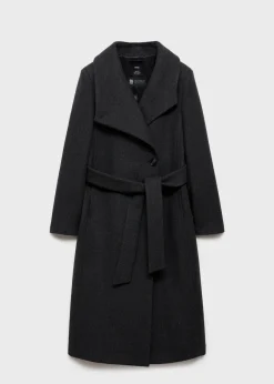 MANGO Płaszcze*Wełniany płaszcz z paskiem