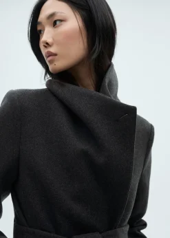 MANGO Płaszcze*Wełniany płaszcz z paskiem