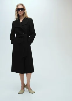 MANGO Płaszcze*Wełniany płaszcz z paskiem