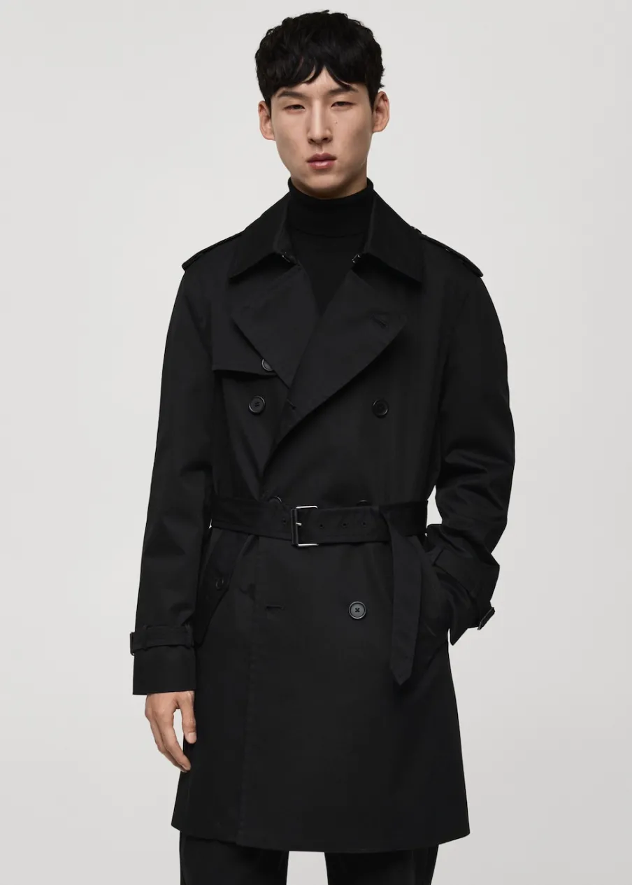 MANGO Płaszcze|Trencze*Wodoodporny trencz z paskiem