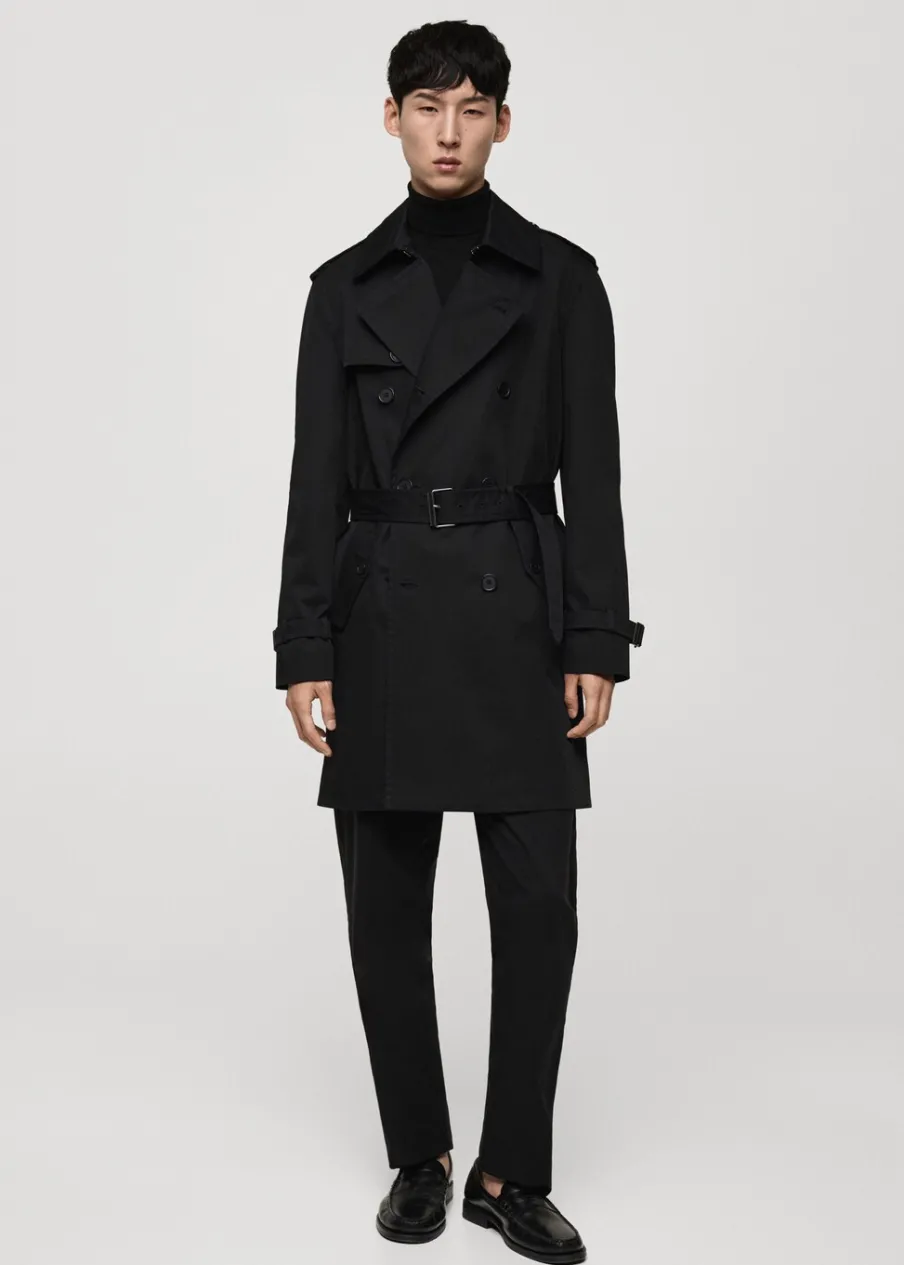 MANGO Płaszcze|Trencze*Wodoodporny trencz z paskiem