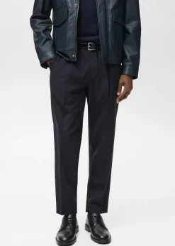 MANGO Spodnie*Wool slim fit pants with darts