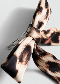 MANGO Więcej Akcesoriów*Wsuwka z kokardą w panterkę