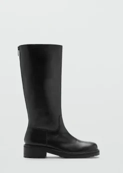 MANGO Buty|Akcesoria Skórzane*Wysokie kozaki skórzane na zamek