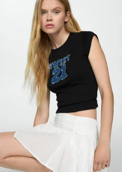 MANGO Koszulki*Wzorzysta bawełniana koszulka