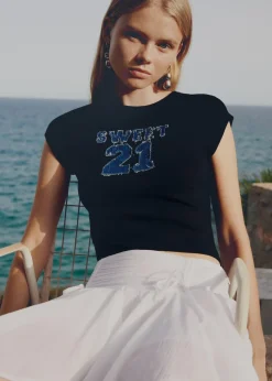 MANGO Koszulki*Wzorzysta bawełniana koszulka