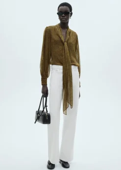 MANGO Koszule I Bluzki*Wzorzysta bluzka z kokardą