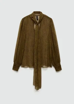 MANGO Koszule I Bluzki*Wzorzysta bluzka z kokardą