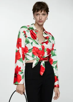 MANGO Koszule I Bluzki*Wzorzysta koszula z kokardą