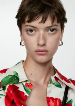 MANGO Koszule I Bluzki*Wzorzysta koszula z kokardą