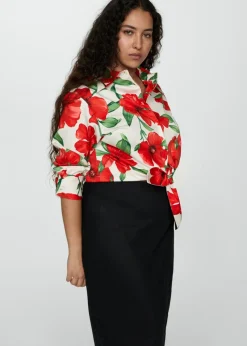 MANGO Koszule I Bluzki*Wzorzysta koszula z kokardą