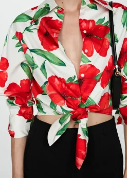 MANGO Koszule I Bluzki*Wzorzysta koszula z kokardą