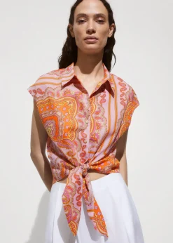 MANGO Koszule I Bluzki*Wzorzysta koszula z kokardą